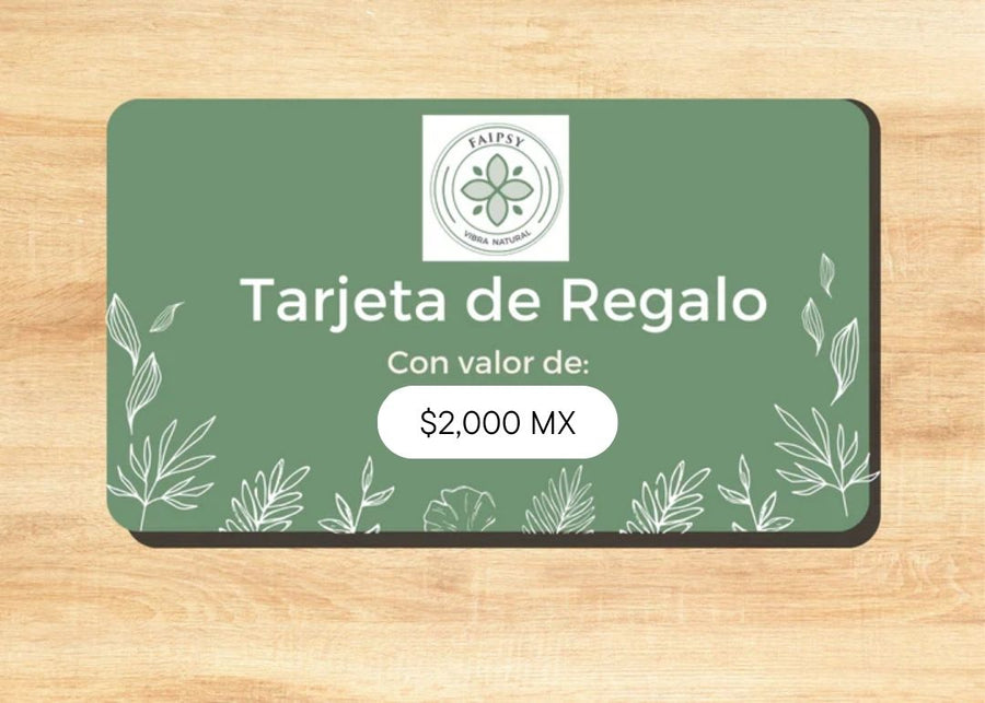 tarjeta digital de regalo con valor de $2,000 mx