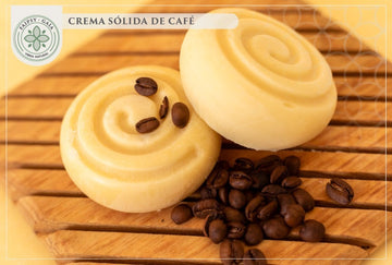 Barra sólida de crema con aceite de café y uva, antioxidante y humectante. 