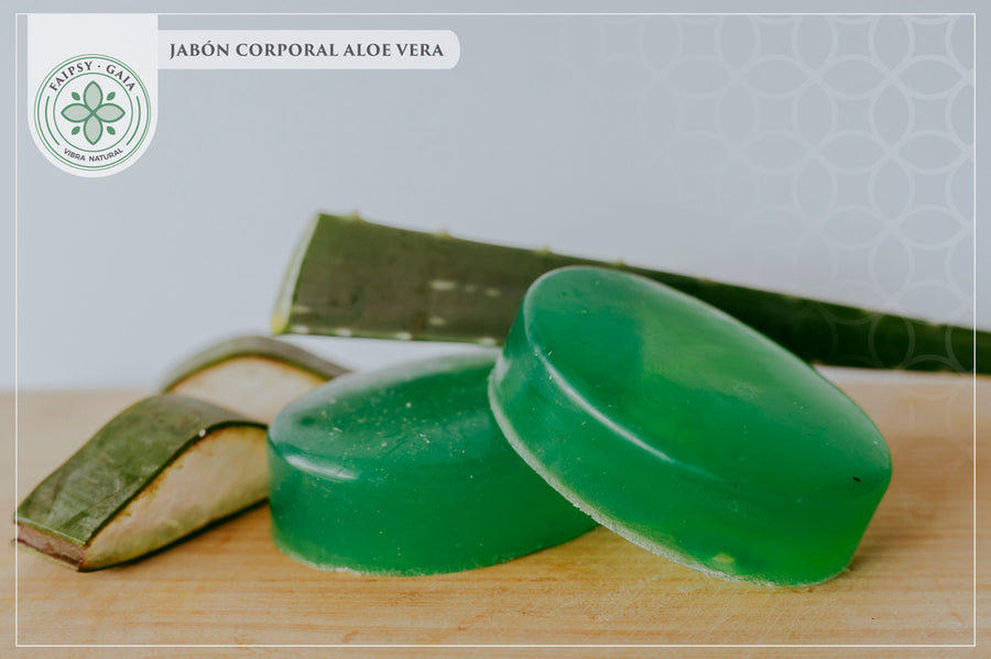 Jabón de Aloe Vera natural con vitamina A, E y antioxidantes. 