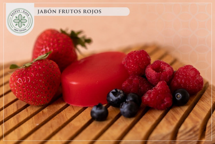 Jabón solido de frutos rojos Previene el envejecimiento prematuro y nutre la piel.