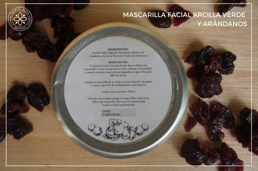 Mascarilla Facial Arcilla Verde y Arándanos 100gr