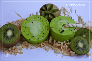 shampoo solido natural de kiwi, con formula ecologica y petfriendly