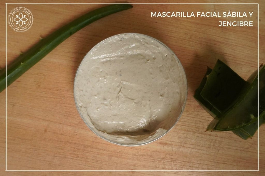 Mascarilla facial de sábila y jengibre: textura suave, fácil de aplicar, hidrata y revitaliza la piel.