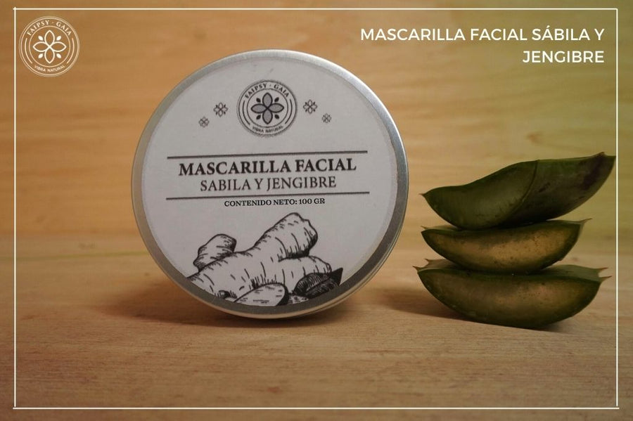 Mascarilla facial de sábila y jengibre: textura suave, fácil de aplicar, hidrata y revitaliza la piel.