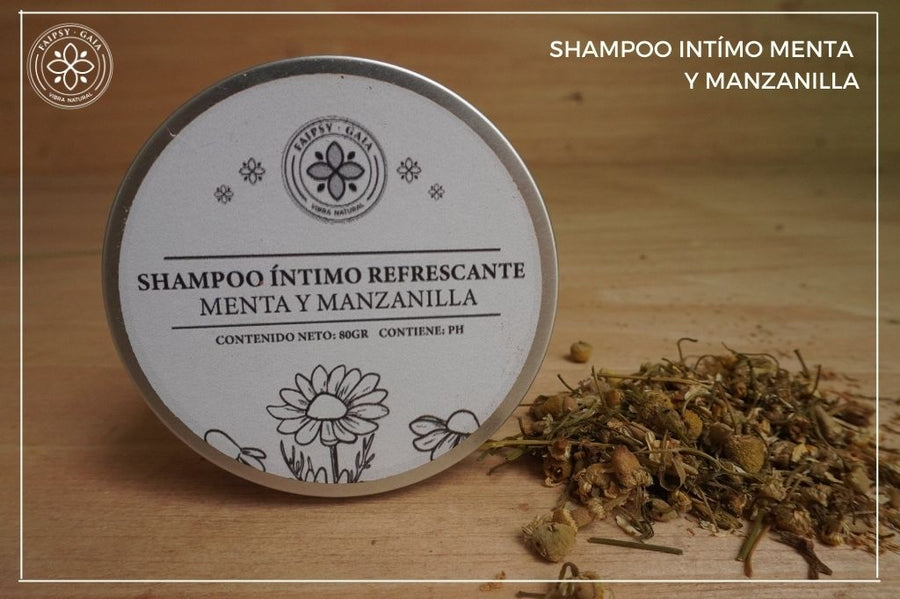 Shampoo intimo de menta y manzanilla, con ph balanceado que ayuda a prevenir irritaciones, higiene íntima suave libre de jabón, sulfatos y parabenos.