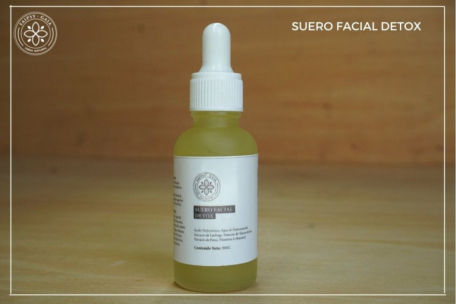 Sérum Detox. Detoxifica y repara la piel con ácido hialurónico, retinol y extracto de tepezcohuite. Combate arrugas y radicales libres. 30 ML.